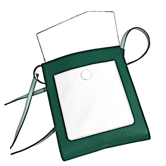 Botkier Cobble Hill Two Tone Green White Leather Cross Body Shoulder Mini Bag - Picture 7 of 9